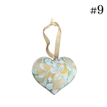 Load image into Gallery viewer, Wooden Painted Heart Ornament Multiple Design Choices—only one of each design (free USA shipping included)
