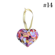 Load image into Gallery viewer, Wooden Painted Heart Ornament Multiple Design Choices—only one of each design (free USA shipping included)
