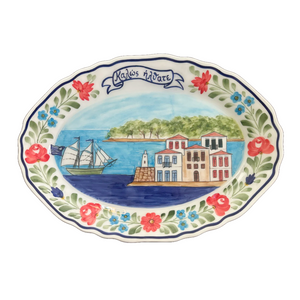 Ceramic Καλώς Ήλθατε and Seaside Scene Platter #2 (free USA shipping included)