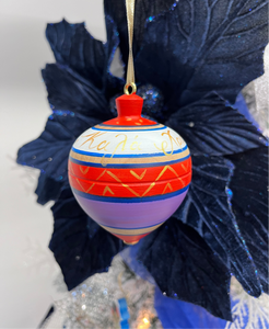 Καλά Χριστούγεννα Striped Wooden Ornament (free USA shipping included)