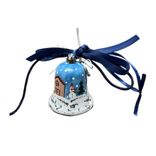 Load image into Gallery viewer, Ceramic Christmas Bell Ornament: Snowy Village (free USA shipping included)
