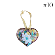 Load image into Gallery viewer, Wooden Painted Heart Ornament Multiple Design Choices—only one of each design (free USA shipping included)
