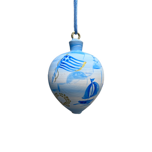 Greece Doodles Wooden Ornament (free USA shipping included)