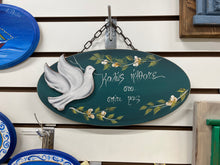 Load image into Gallery viewer, Oval Wall Hanging with Dove and Καλώς Ήλθατε (free USA shipping included)
