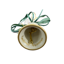 Load image into Gallery viewer, Ceramic Christmas Bell Ornament: Mistletoe (free USA shipping included)
