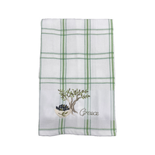 Load image into Gallery viewer, Embroidered Kitchen Towel: Olive Tree—2 color choices (free USA shipping included)
