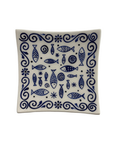 Load image into Gallery viewer, Ceramic Square Plate: Fish Design (free USA shipping included)
