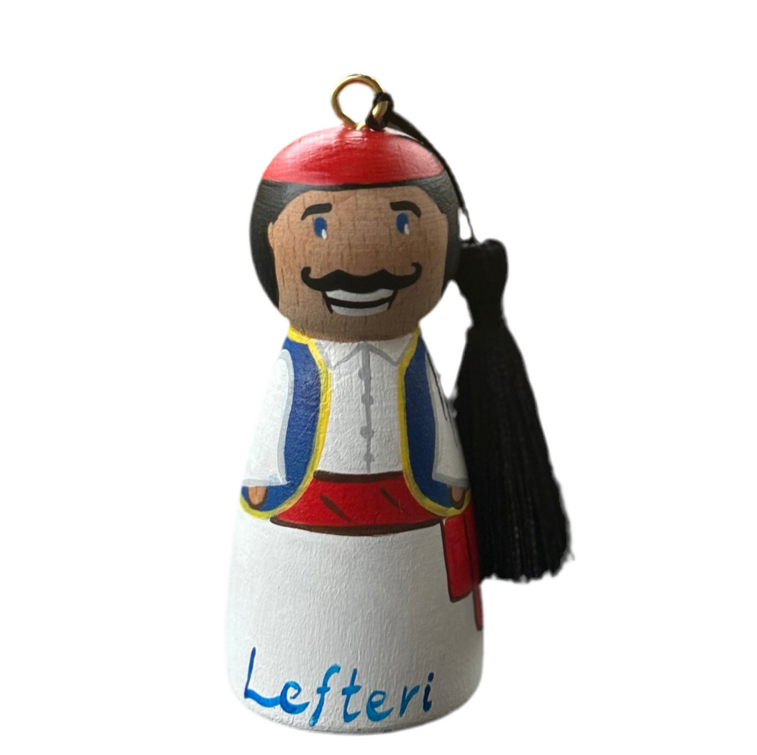 Hand-painted Wooden Figurine: Lefteri the Evzone™ (free USA shipping included)