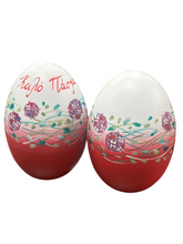 Load image into Gallery viewer, Easter Wooden Egg: Red Hydrangeas with Καλό Πάσχα or without (free USA shipping included)
