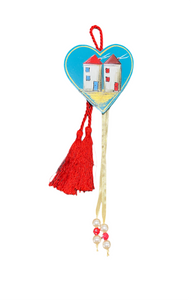 Heart Wall Hanging with Houses (free USA shipping included)