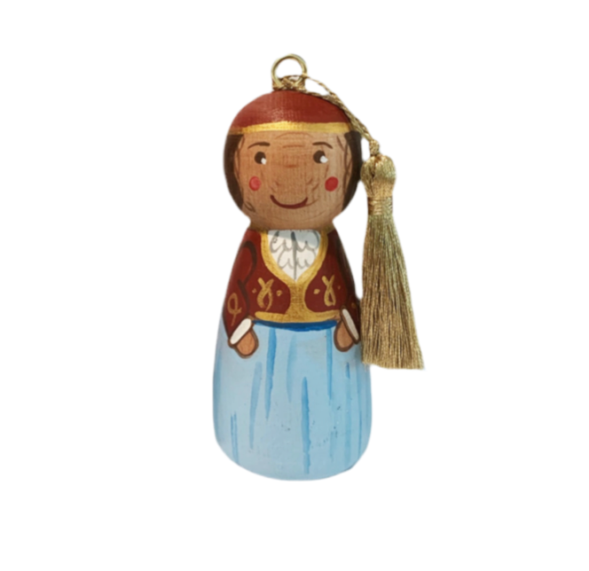 Hand-painted Wooden Figurine: Amalia (free USA shipping included)