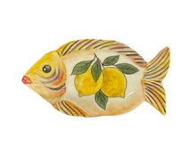 Load image into Gallery viewer, Ceramic Fish-Shaped Plate—Lemons or Olives Design (free USA shipping included)
