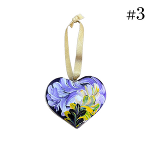 Wooden Painted Heart Ornament Multiple Design Choices—only one of each design (free USA shipping included)