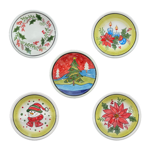 Ceramic Christmas Small Shallow Bowl—multiple design choices  (free USA shipping included)