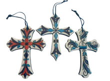 Load image into Gallery viewer, Small Ceramic Cross: multiple designs (free USA shipping included)
