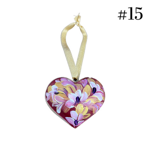 Wooden Painted Heart Ornament Multiple Design Choices—only one of each design (free USA shipping included)