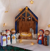 Load image into Gallery viewer, 6 Piece Hand-painted Wooden Nativity Set (free USA shipping included)
