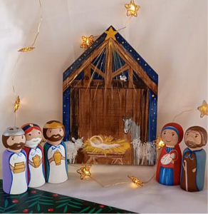 6 Piece Hand-painted Wooden Nativity Set (free USA shipping included)