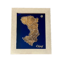 Load image into Gallery viewer, Handmade Glass Island Cutout Art with Frame: Chios/Χίος (free USA shipping included)
