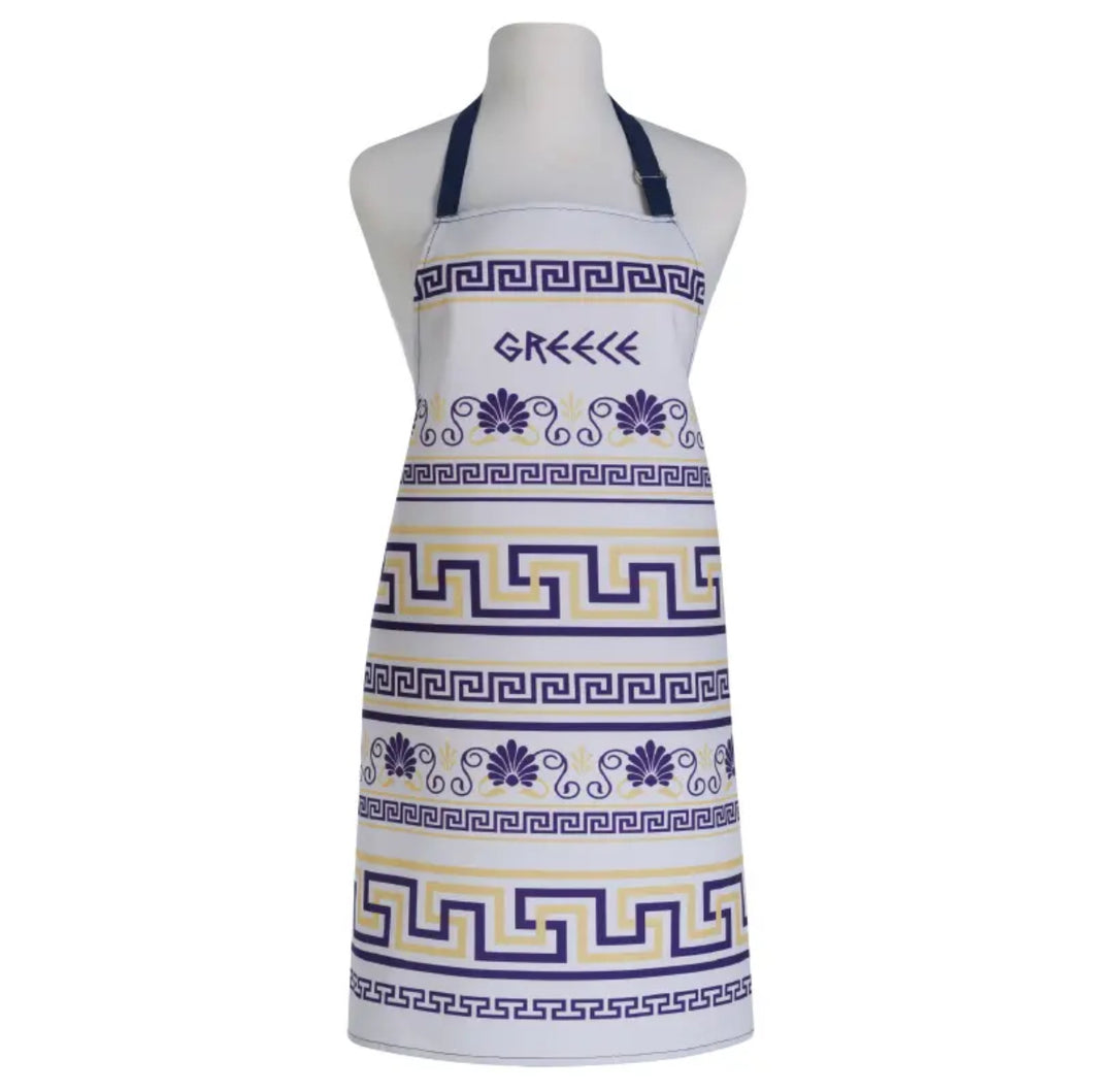 Apron Greece White with Blue and Gold (free USA shipping included)