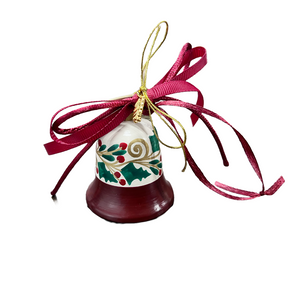 Ceramic Christmas Bell Ornament: Holly Berries (free USA shipping included)