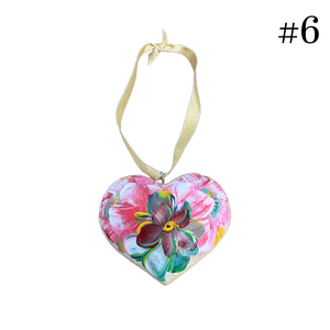 Wooden Painted Heart Ornament Multiple Design Choices—only one of each design (free USA shipping included)