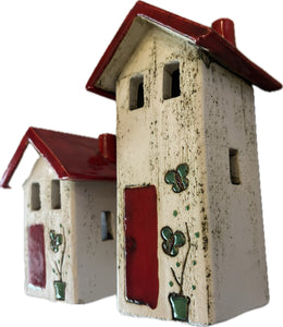 Ceramic Rustic House Votive Holder 2 designs and 2 sizes(free USA shipping included)