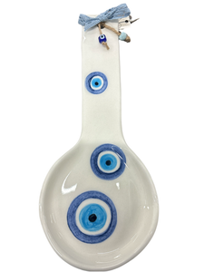 Ceramic Spoon Rest: Evil Eye design (free USA shipping included)