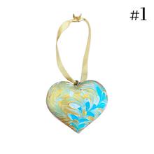 Load image into Gallery viewer, Wooden Painted Heart Ornament Multiple Design Choices—only one of each design (free USA shipping included)
