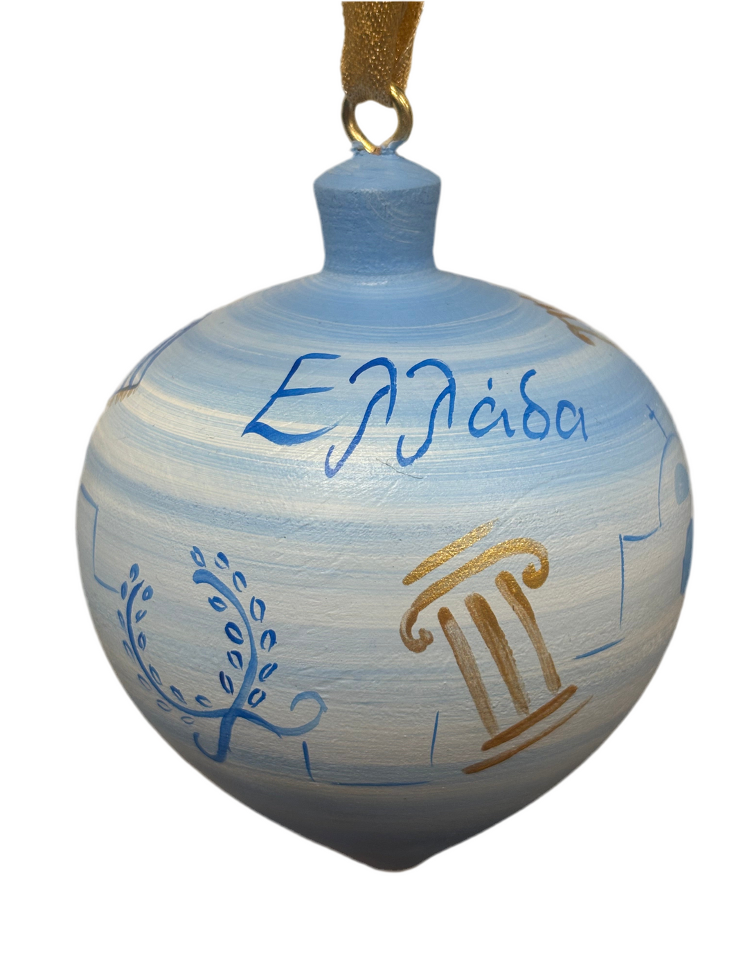 Greece Doodles Wooden Ornament (free USA shipping included)