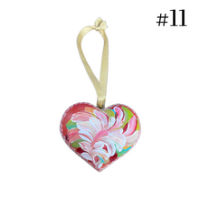 Load image into Gallery viewer, Wooden Painted Heart Ornament Multiple Design Choices—only one of each design (free USA shipping included)
