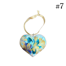 Load image into Gallery viewer, Wooden Painted Heart Ornament Multiple Design Choices—only one of each design (free USA shipping included)
