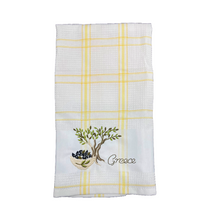 Load image into Gallery viewer, Embroidered Kitchen Towel: Olive Tree—2 color choices (free USA shipping included)
