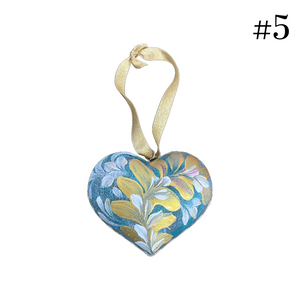 Wooden Painted Heart Ornament Multiple Design Choices—only one of each design (free USA shipping included)