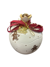 Load image into Gallery viewer, Ceramic Hollow Pomegranate “Box” with Gingerbread or Candy Canes Design (free USA shipping included)
