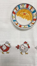 Load image into Gallery viewer, Embroidered Kitchen Towel: Chickens (free USA shipping included)only one left
