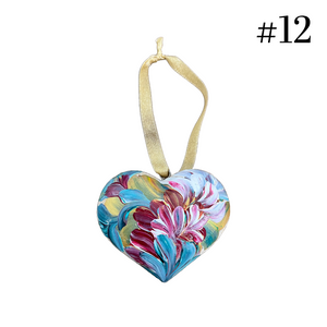 Wooden Painted Heart Ornament Multiple Design Choices—only one of each design (free USA shipping included)