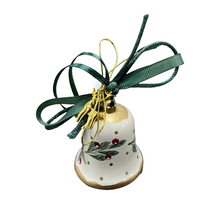 Load image into Gallery viewer, Ceramic Christmas Bell Ornament: Mistletoe (free USA shipping included)
