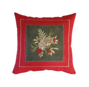 Christmas Pillow Cover Pine Cones and Berries (free USA shipping included)