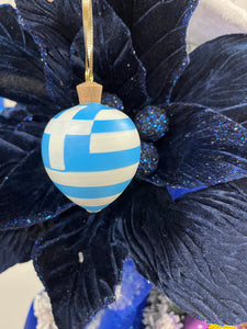 Greek Flag Wooden Ornament (free USA shipping included)