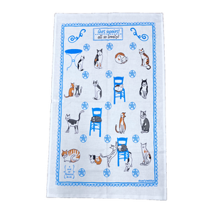 Cotton Tea Towel Cats All So Lovely (free USA shipping included)