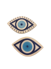 Load image into Gallery viewer, Ceramic Hand Painted Evil Eye Magnet - three designs (free USA shipping included)
