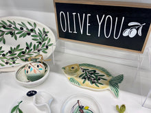 Load image into Gallery viewer, Ceramic Fish-Shaped Plate—Lemons or Olives Design (free USA shipping included)
