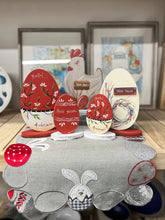 Load image into Gallery viewer, Easter Eggs and Bunnies Table Runner in Red and Gray (free USA shipping included)
