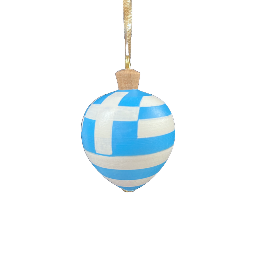 Greek Flag Wooden Ornament (free USA shipping included)