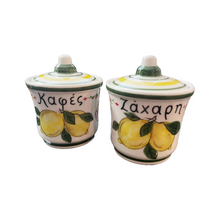 Load image into Gallery viewer, Ceramic Coffee (Καφές) and Sugar (Ζάχαρη) Set (free USA shipping included)
