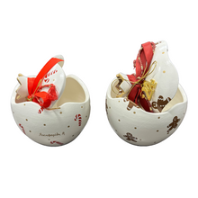 Load image into Gallery viewer, Ceramic Hollow Pomegranate “Box” with Gingerbread or Candy Canes Design (free USA shipping included)
