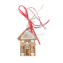 Load image into Gallery viewer, Ceramic Gingerbread Ornament: House (free USA shipping included)
