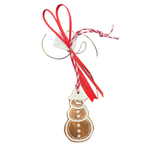 Load image into Gallery viewer, Ceramic Gingerbread Ornament: Snowman (free USA shipping included)
