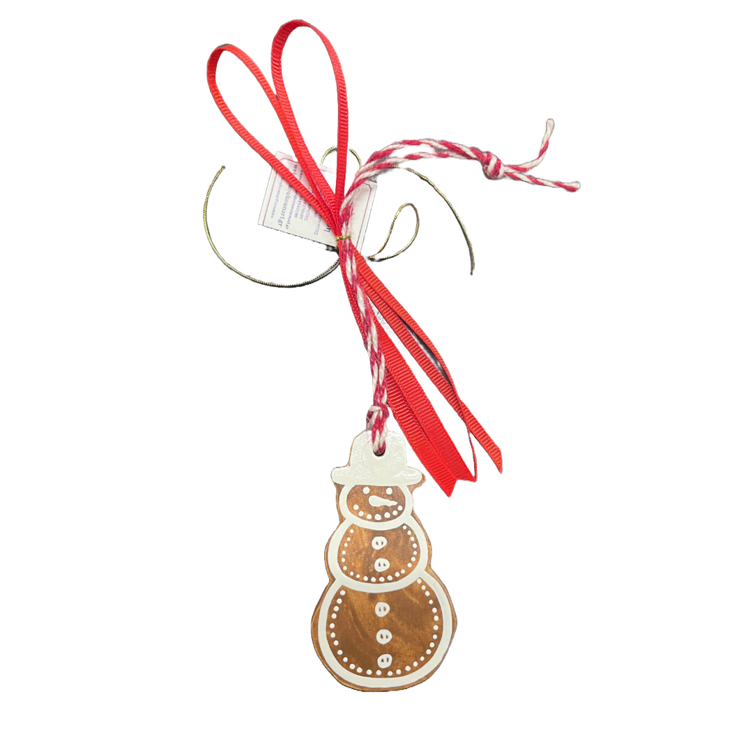 Ceramic Gingerbread Ornament: Snowman (free USA shipping included)